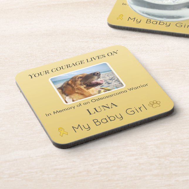 Porta-copo Tributo à Memória de Pet com Osteossarcoma Dourado (Left Side)