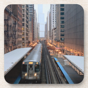 Porta-copo Trilho elevado em Chicago do centro sobre Wabash