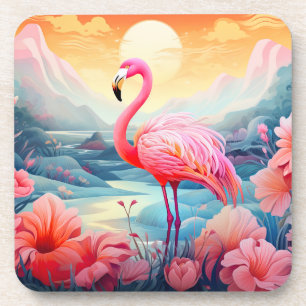 Porta-copo Tropical Flamingo com Flores-76280