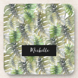 Porta-copo Tropical Monstera Palm Green