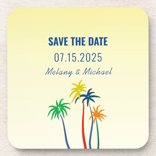 Porta-copo Tropical Wedding Save The Date Invitation (Frente)