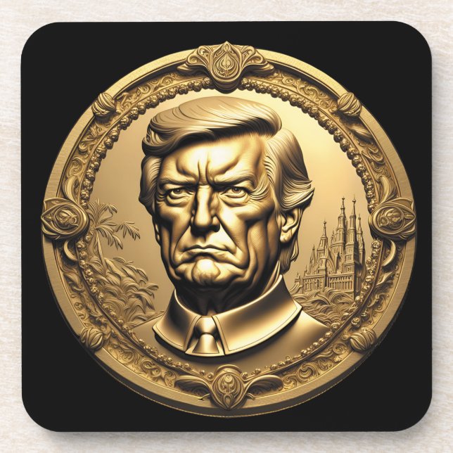 Porta-copo TRUMP CGI Colecionável Dourado Arte-Moedas Doubloo (Frente)