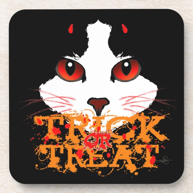 Porta-copo Truque ou Tratar Gato Preto (Frente)
