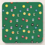 Porta-copo Tubarão-Piscina de Mesa de Piscina de Bilhar Noite<br><div class="desc">Este padrão apresenta bolas de bilhar desenhadas à mão 1-15,  sólidos e listras evocando a competição lúdica dos bilhares.</div>