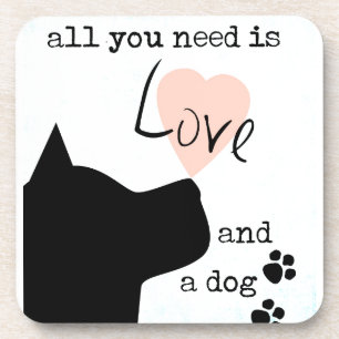 Porta-copo tudo que você precisa é amor e um cão rosa azul
