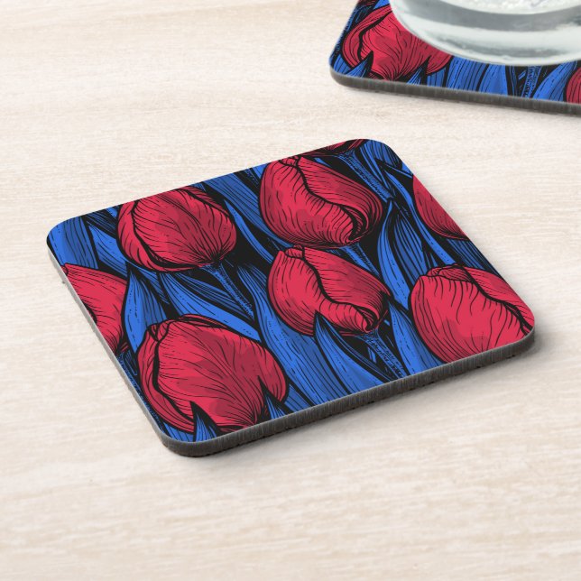 Porta-copo Tulipas em vermelho e azul (Left Side)