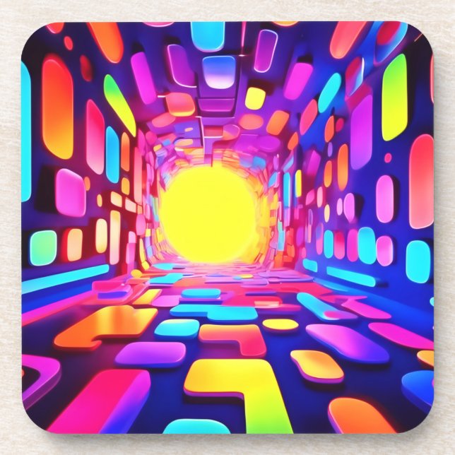 Porta-copo Túnel de Neon: Viagem Psicodélica (Frente)