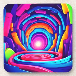 Porta-copo Túnel geométrico de Neon Art, Design