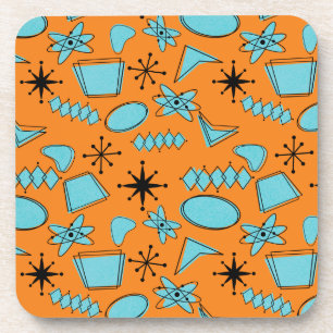 Porta-copo Turquesa de Formas Atômicas MCM em Laranja