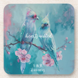 Porta-copo Turquesas Aves Corações portas copos de plástico D