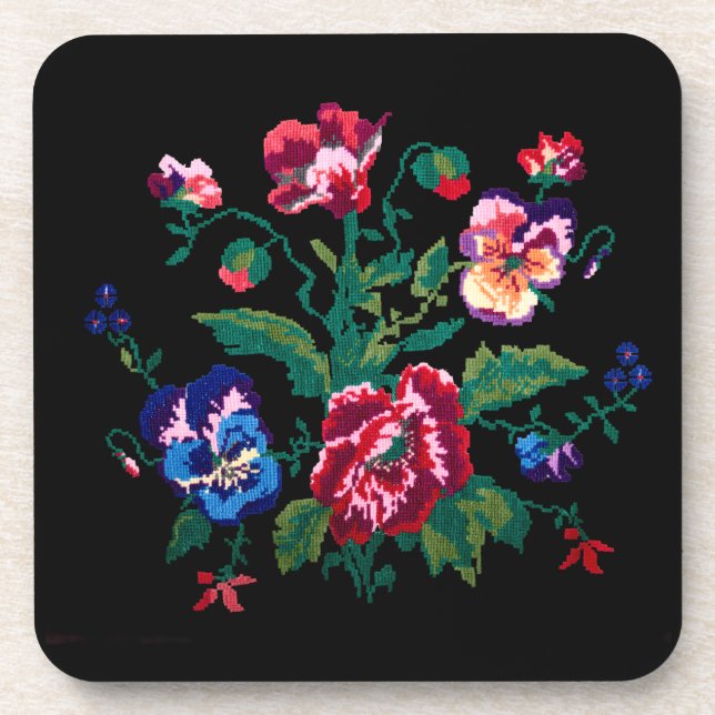 Porta-copo Ukrainian traditional vushuvanka folk art pattern (Frente)