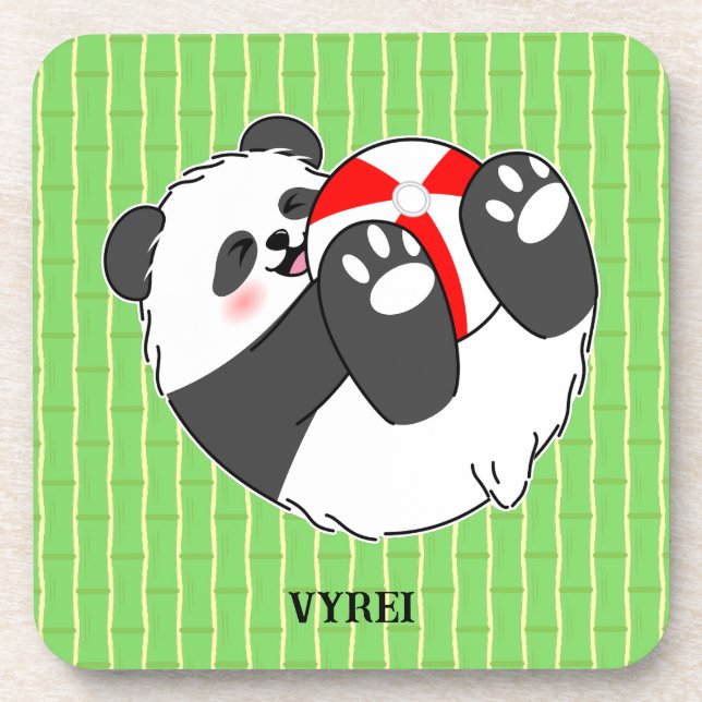 Porta-copo Um Bebê Panda Fofo Brincando com uma Bola (Frente)