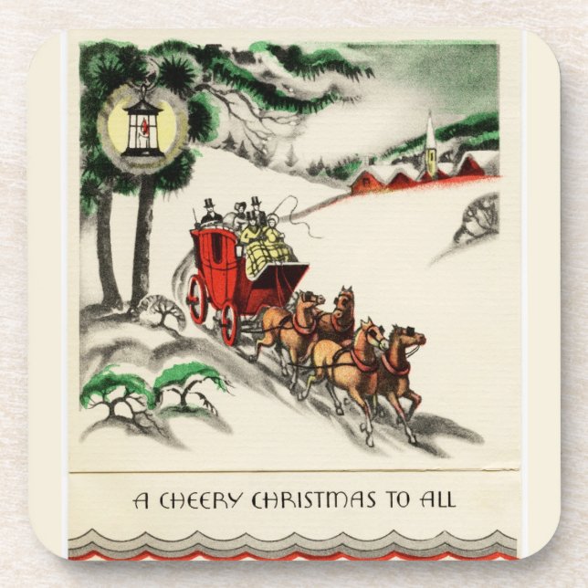 Porta-copo Um Cavalo Cheio e um Natal Carruagem (Frente)