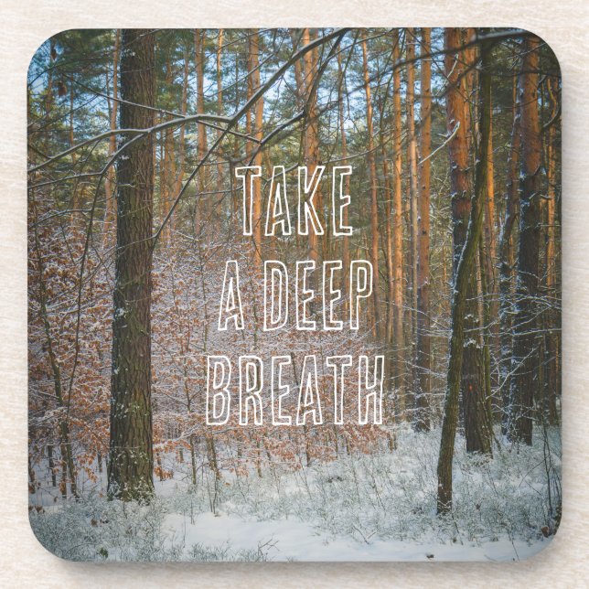 Porta-copo Um dia ensolarado de inverno na floresta pinheira (Frente)