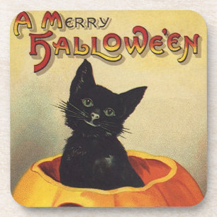 Porta-copo Um Feliz Halloween por Ellen Clapsaddle, Gato Anti