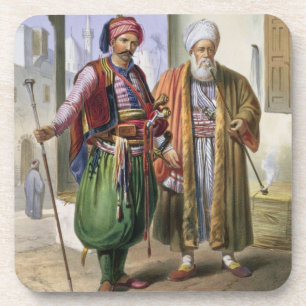 Porta-copo Um Janissary e um comerciante no Cairo, ilustração