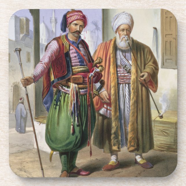 Porta-copo Um Janissary e um comerciante no Cairo, ilustração (Frente)