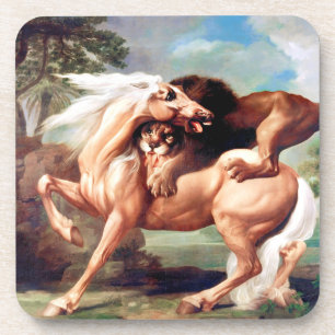 Porta-copo Um Leão Atacando Uma Pintura De Cavalo-17620