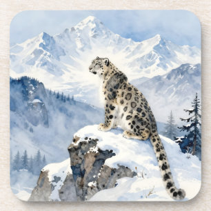 Porta-copo Um Leopardo da Neve no Pico Nevado