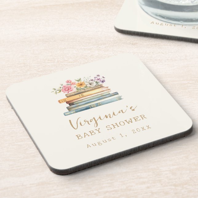 Porta-copo Um novo Chá de fraldas de Livros do Capítulo (A New Chapter Books Baby Shower Beverage Coaster by Painted Paperie
)
