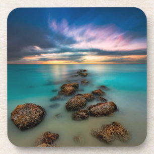 Porta-copo Um por do sol bonito sobre turcos & Caicos da baí