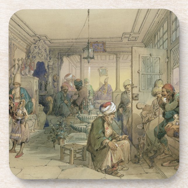 Porta-copo Uma casa do café, Constantinople, 1854 (caneta & (Frente)