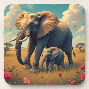 Porta-copo Uma doce mãe sentimental e elefante bebê