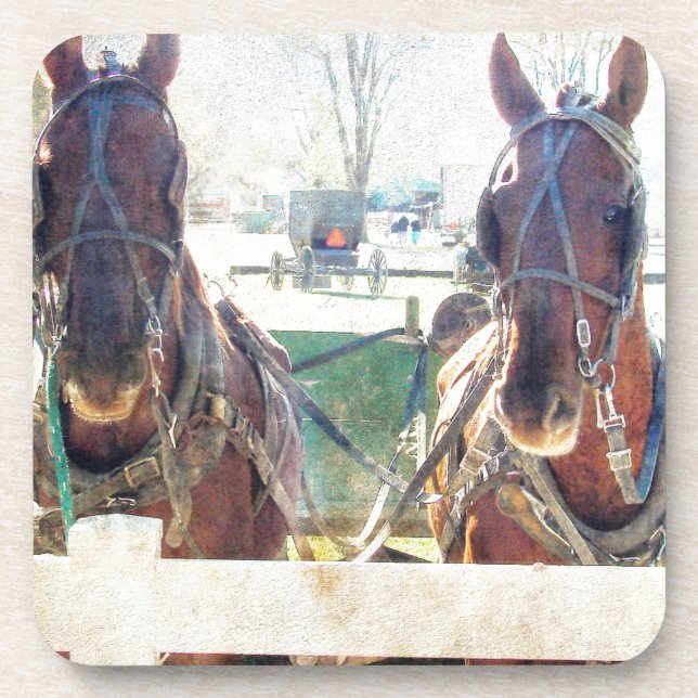 Porta-copo Uma Equipe de Dois Cavalos (Frente)