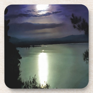 Porta-copo Uma Lua Cheia Que Reflete A Arte Náutica Do Egeu