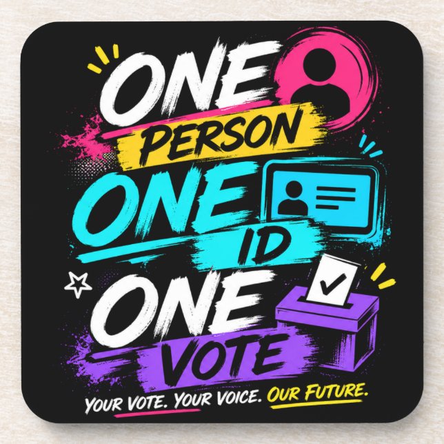 Porta-copo Uma Pessoa, Um ID, Um Voto (Frente)