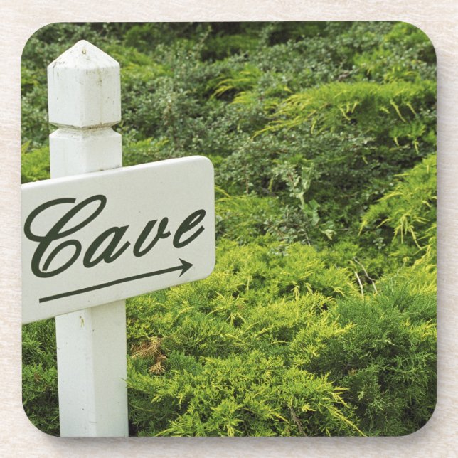 Porta-copo Uma placa apontando para a adega (Cave) (Frente)