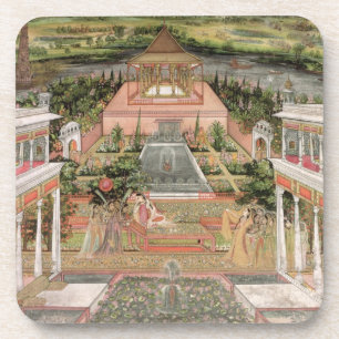 Porta-copo Uma princesa de Mughal em seu jardim (gouache no