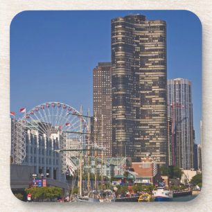 Porta-copo Uma vista do Marinho Pier de Chicago