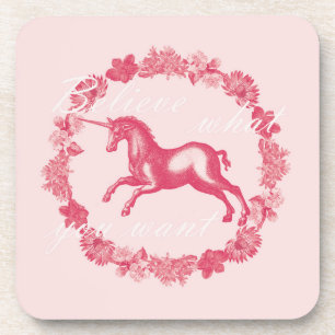 Porta-copo Unicórnio rosa e flores