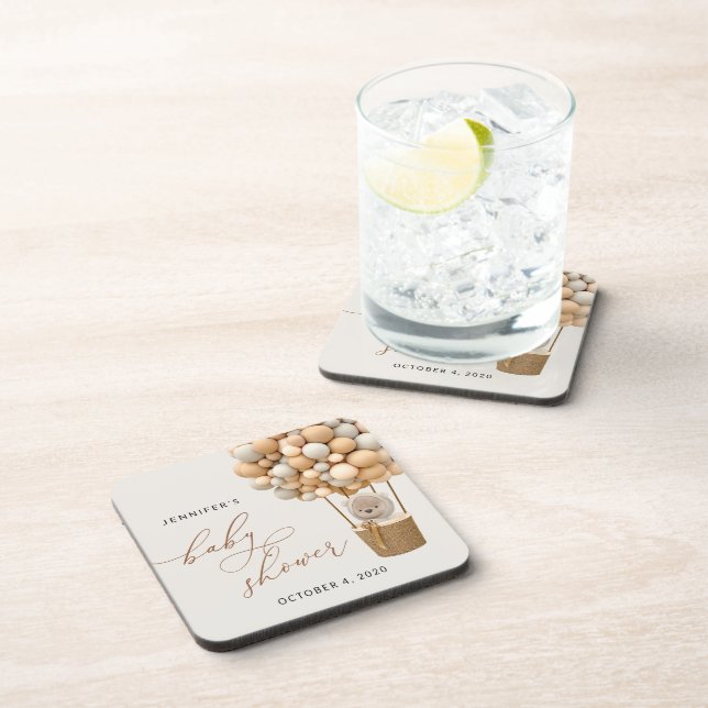 Porta-copo Urso, Balões de Beige, Balão de Ar Quente, Chá de  (Lado Direito)