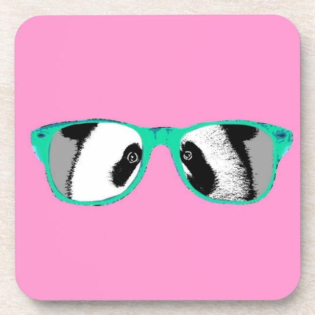 Porta-copo Urso de Panda Bonito em Óculos Engraçado Tendência (Frente)