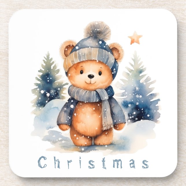 Porta-copo Urso de pelúcia na floresta, personalizado (Frente)