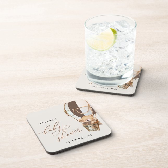 Porta-copo Urso de Teddy, Balão de Ar Quente Castanho, Chá de (Lado Direito)