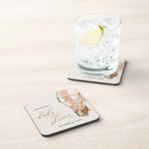 Porta-copo Urso de Teddy, Balão de Ar Quente Rosa, Chá de fra