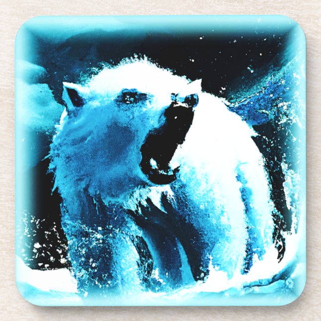 Porta-copo "Urso Polar Irritado" - Pintura Bonita. Comprar Ag (Frente)