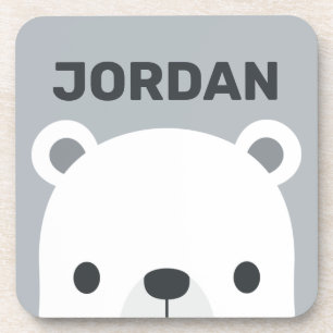 Porta-copo Urso Polar Pequeno e Fofo com Nome Personalizado