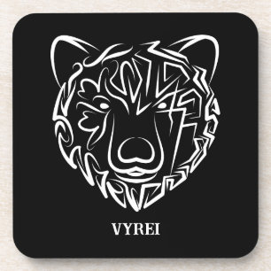 Porta-copo Urso Tribal Negro e Branco