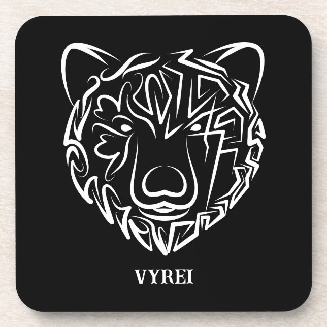 Porta-copo Urso Tribal Negro e Branco (Frente)