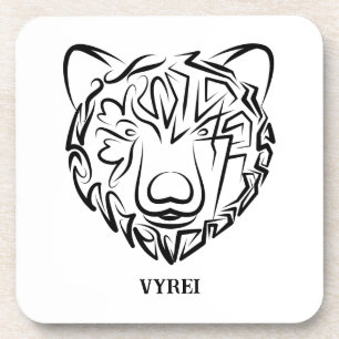Porta-copo Urso Tribal Negro e Branco