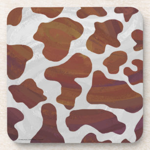 Porta-copo Vaca Castanho e Impressão Branco