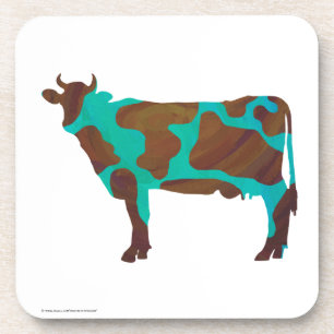 Porta-copo Vaca Marrom e teal Silhouette