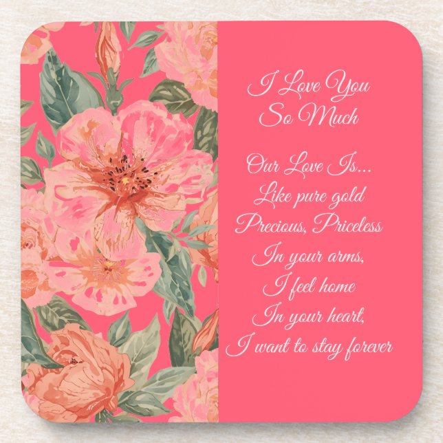 Porta-copo Valentines Day, I Love You So Much, Love Poem (Frente)