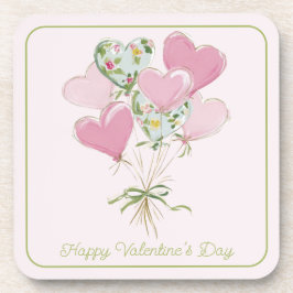 Porta-copo Valentine's Heart Pink and Green Heart Balloons