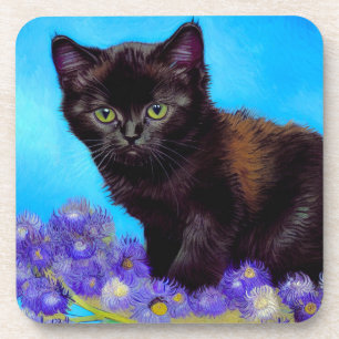 Porta-copo Van Gogh Cat e Flores