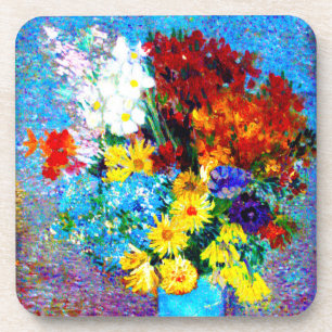 Porta-copo Van Gogh Flores num Vaso Azul